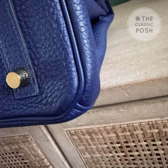 EUC Hermes Birkin 30 Epsom Blue Nuit Gold HW Tote Bag C Stamp 2018 - Picture 9 of 14